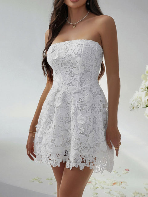 'Xenia' Strapless Mesh Mini Dress - Celes Fashion